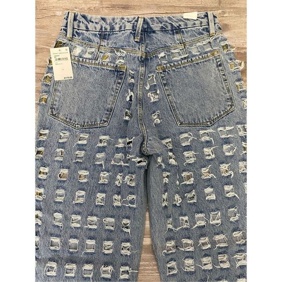 Good American Indigo 174 Distressed Jeans Wide Leg Women’s Sz 6 - Picture 7 of 7